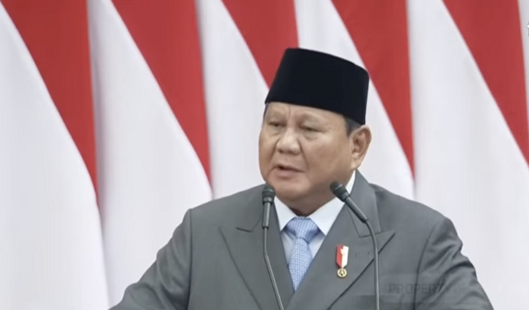 Presiden Prabowo Subianto memberikan pidato kenegaraan pada 14 Agustus 2026. foto: Tangkapan layar Youtube.